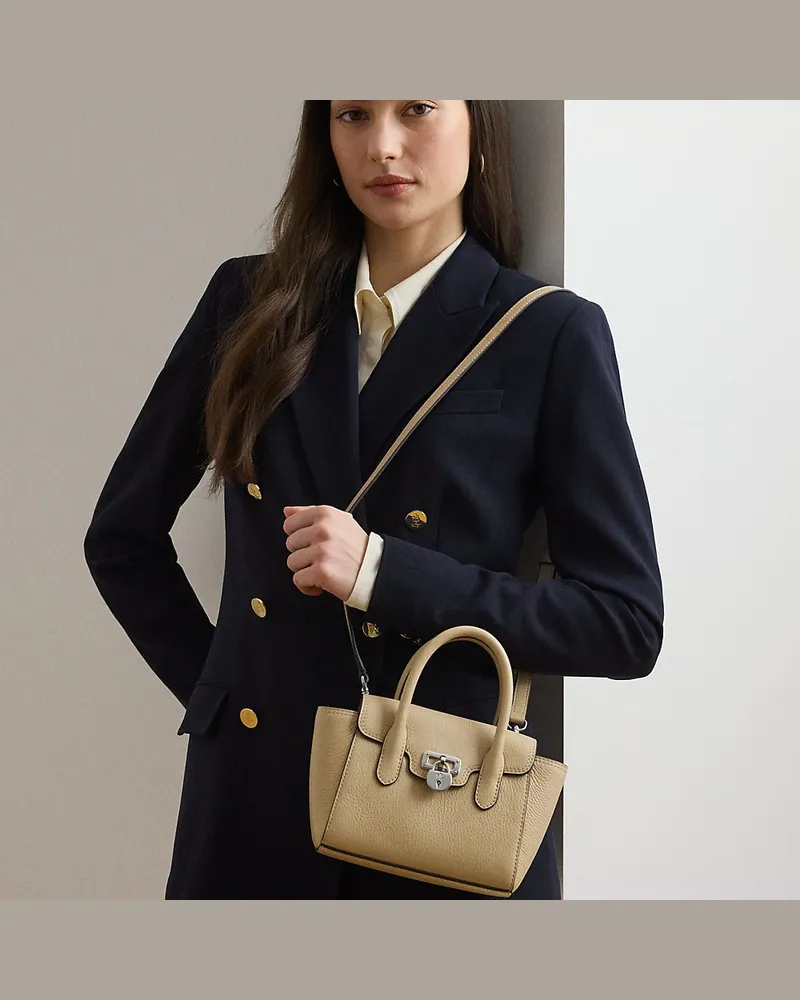Ralph Lauren Kleine Narbenleder-Umhängetasche Tanner Cream