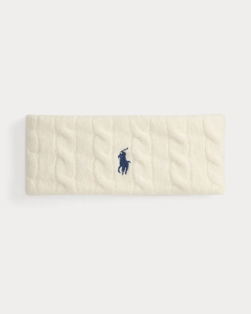 Ralph Lauren Woll-Kaschmir-Stirnband mit Zopfmuster Cream