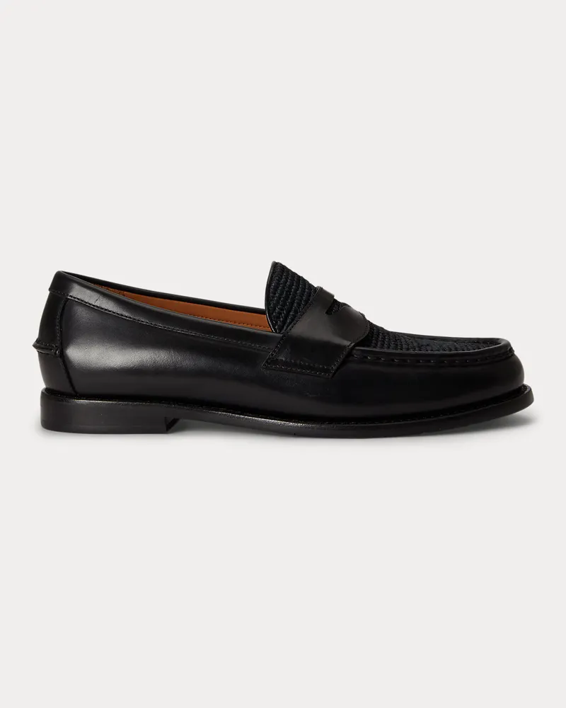 Ralph Lauren Leder-Pennyloafer Alston mit Bastbesatz Black