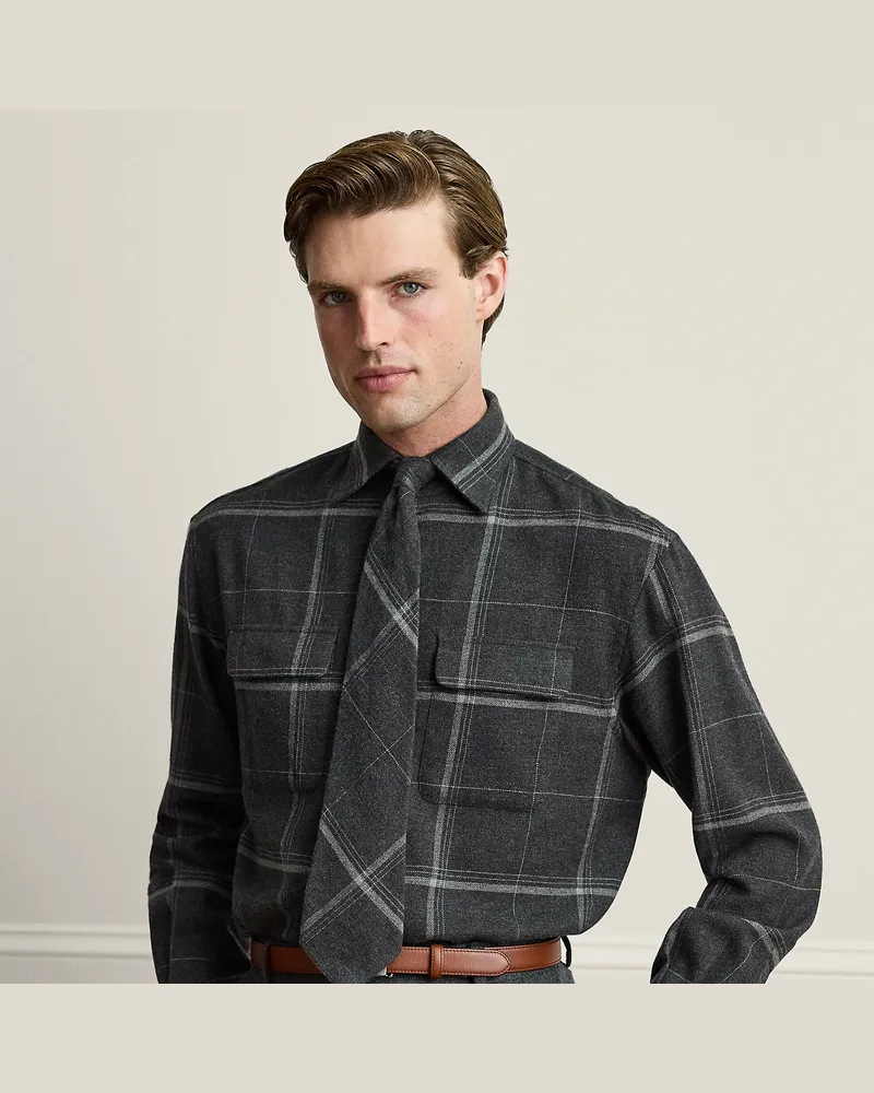Ralph Lauren Kariertes Freizeit-Kurzarmhemd Grey
