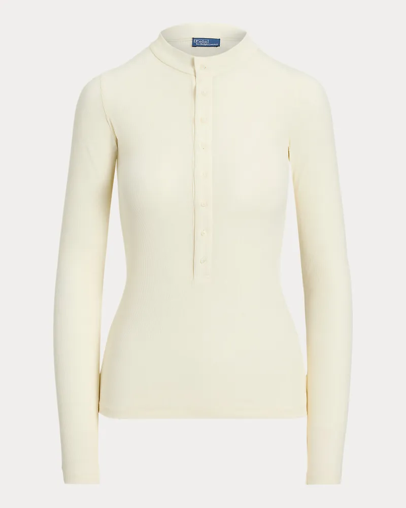 Ralph Lauren Geripptes Henley aus Baumwolle White