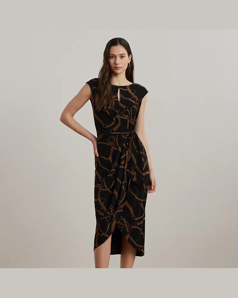 Ralph Lauren Kleid mit Gürteldruck und Bindedetail Black