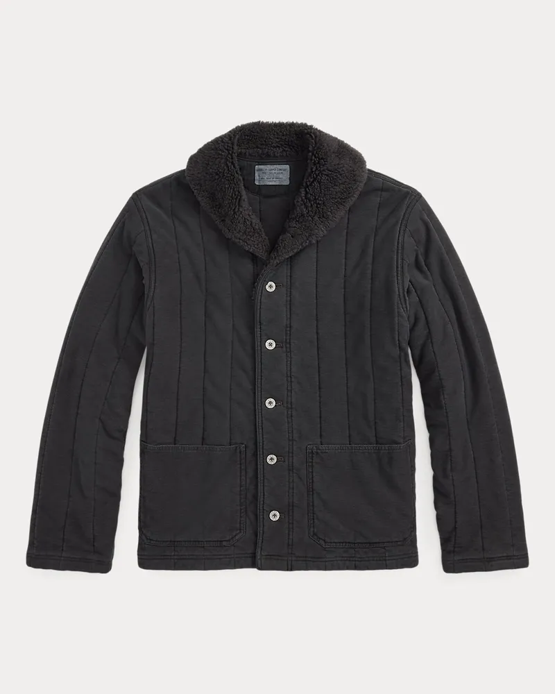 Ralph Lauren Gesteppte Jerseyjacke mit Fleecekragen Black