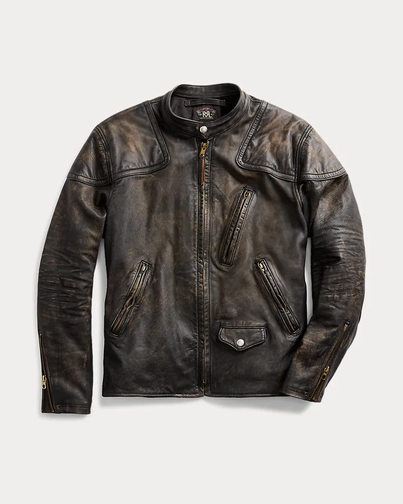 Ralph Lauren Slim-Fit Bikerjacke aus Leder Black