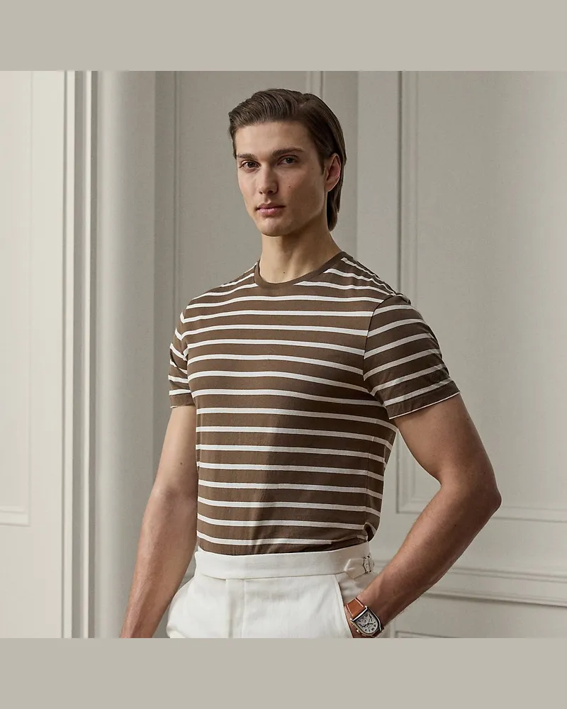 Ralph Lauren Florgarn-T-Shirt mit Rundhalsausschnitt Brown