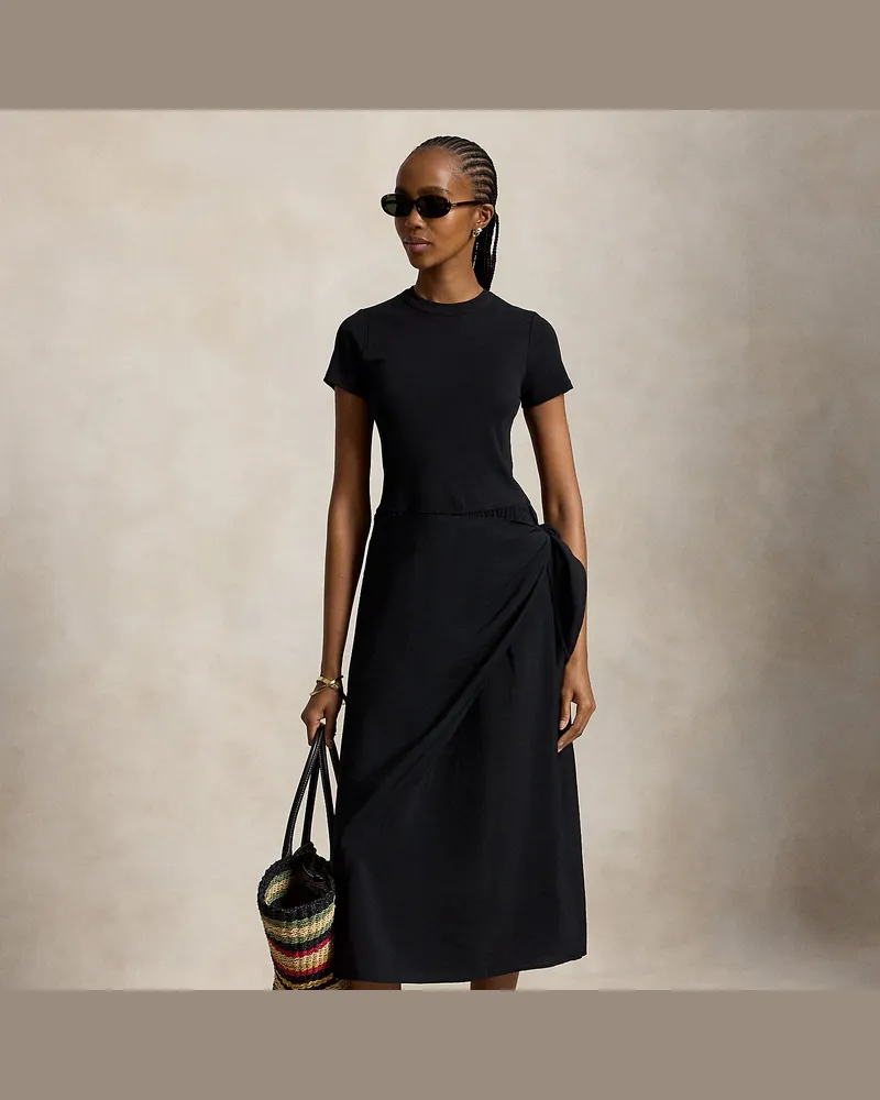 Ralph Lauren T-Shirt-Kleid in Wickeloptik Black
