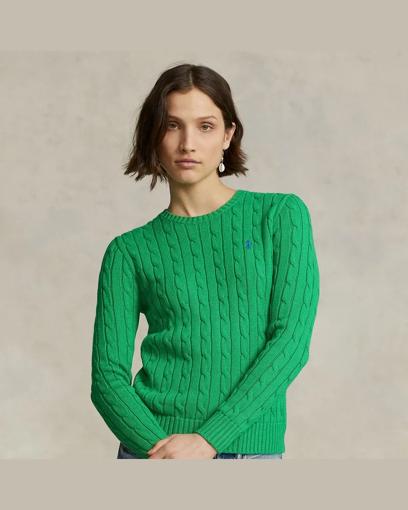 Ralph Lauren Baumwollpullover mit Zopfmuster Green