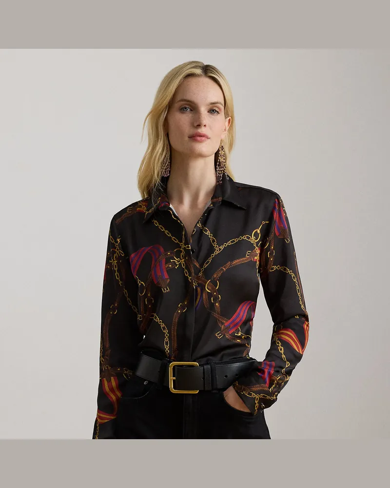 Ralph Lauren Kurzgrößen - Classic-Fit Satinhemd mit Gürteldruck Black