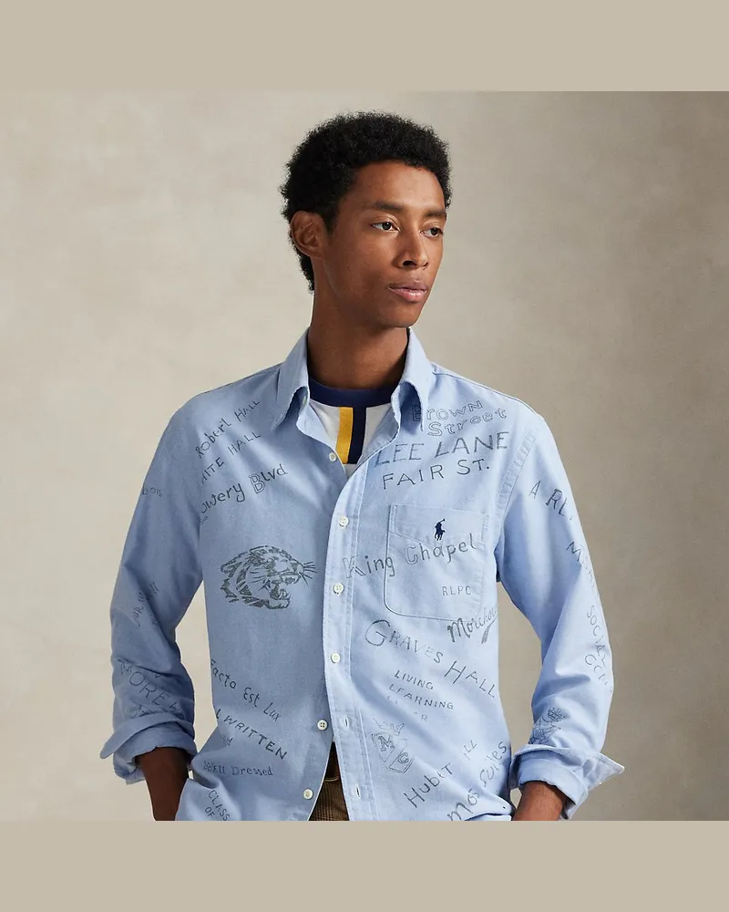 Ralph Lauren Hemd Morehouse College mit Tagebuchmotiv Blue