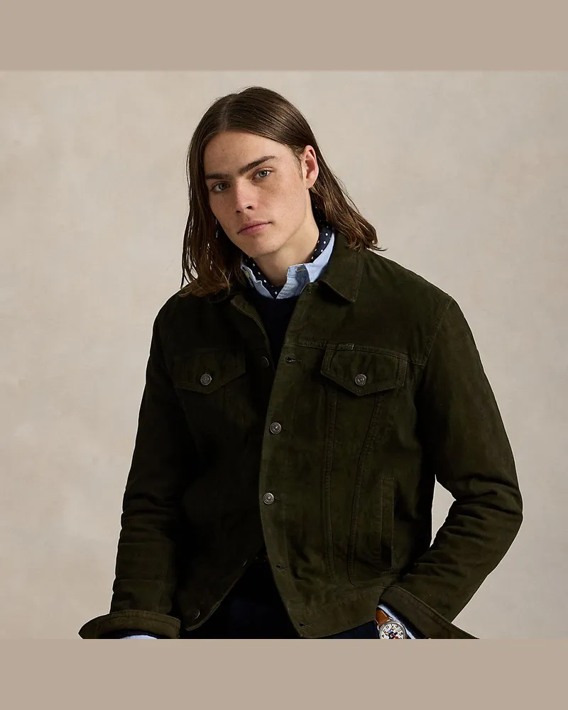 Ralph Lauren Truckerjacke aus Wildleder Green