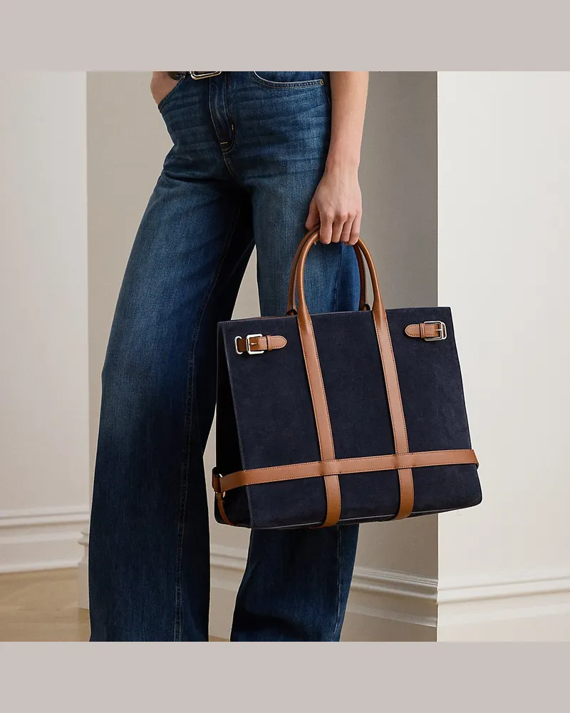 Ralph Lauren Große Tragetasche Devyn aus Leder Blue