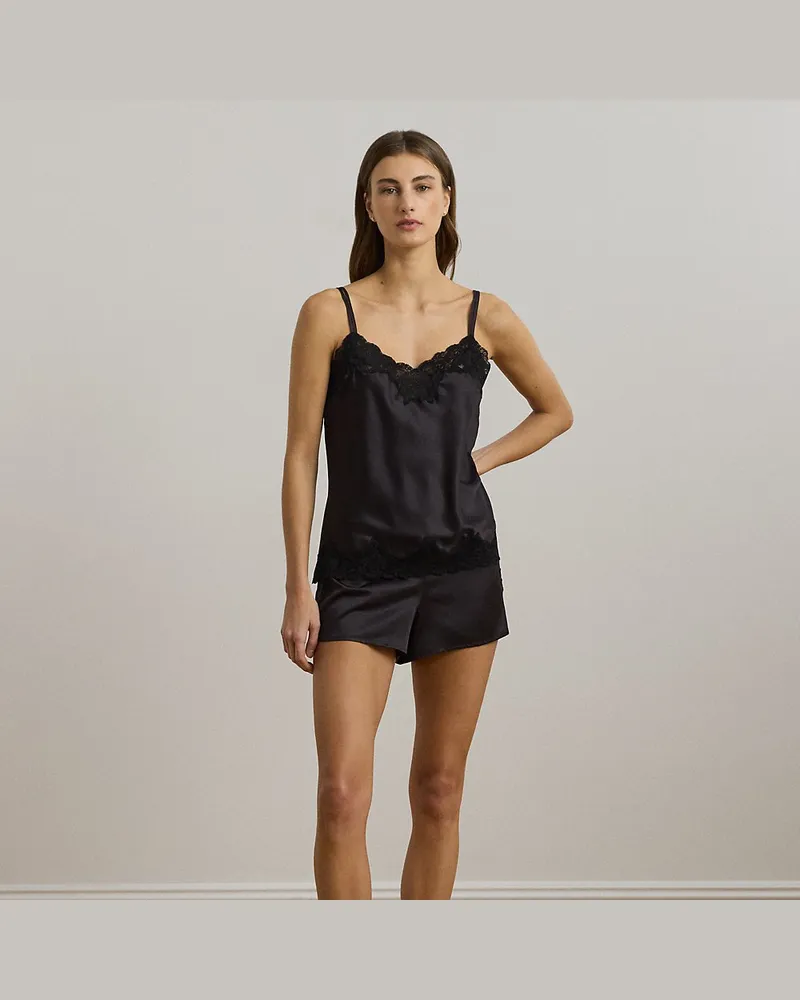 Ralph Lauren Pyjama mit Spitze und Trägertop Black