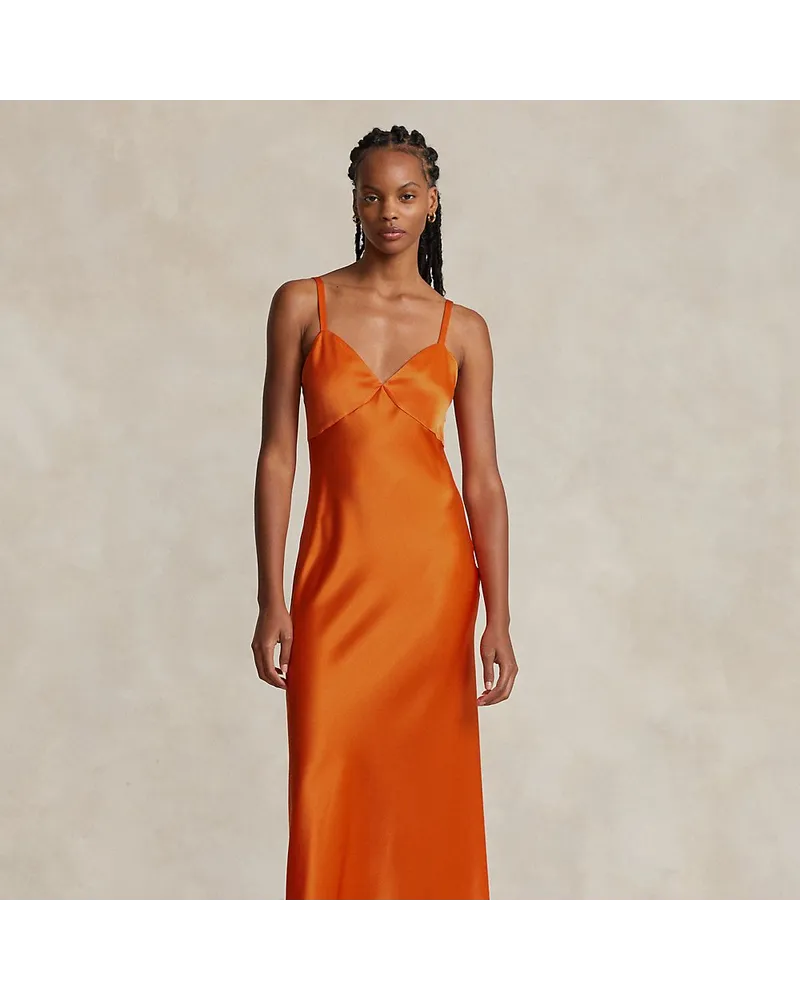 Ralph Lauren Ärmelloses Abendkleid aus Satin Orange