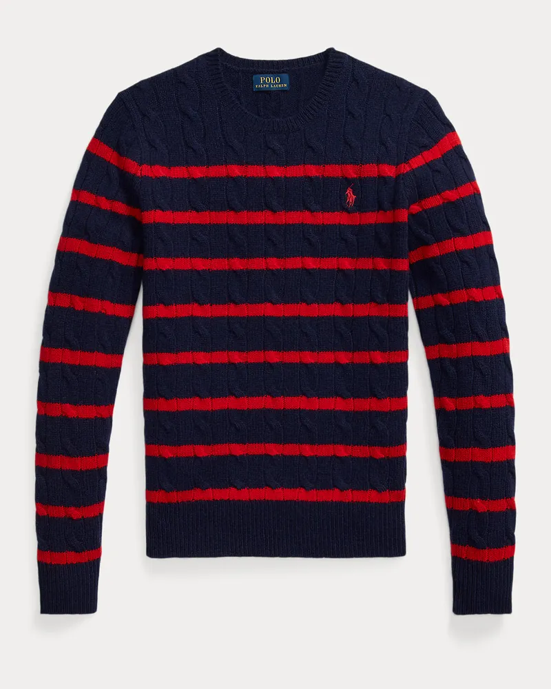 Ralph Lauren Gestreifter Pullover mit Zopfmuster Blue