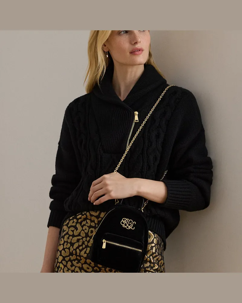 Ralph Lauren Mini-Umhängetasche Stevie aus Samt Black