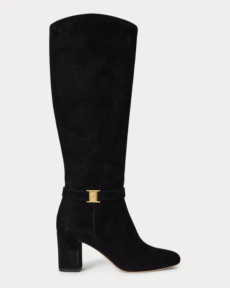 Ralph Lauren Wildlederstiefel Kellie mit Absatz Black