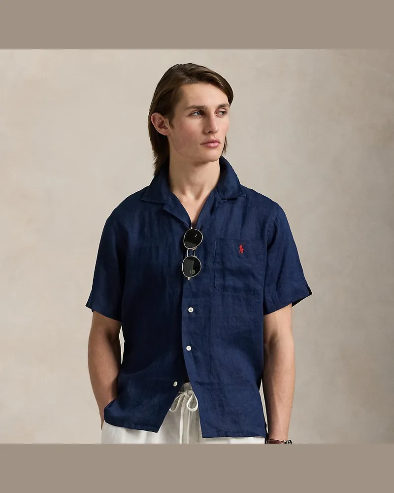 Ralph Lauren Classic-Fit Leinen-Kurzarmhemd Blue