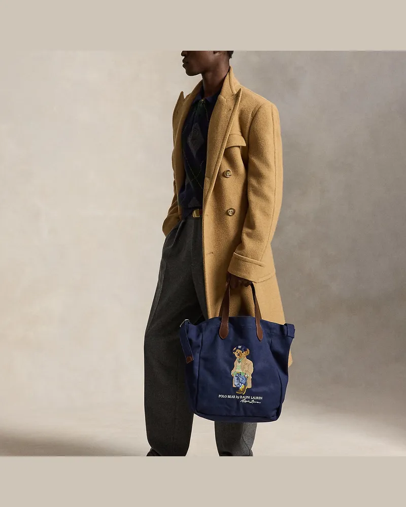 Ralph Lauren Segeltuch-Shopper mit Polo Bear Blue