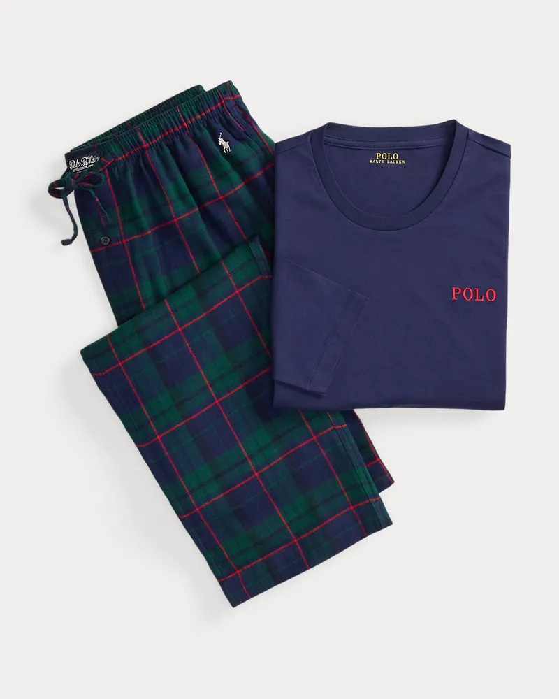 Ralph Lauren Pyjama aus Baumwolljersey und Flanell Multi