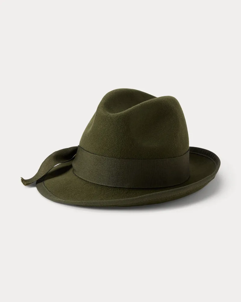 Ralph Lauren Fedora aus Wolle mit Bandakzent Green