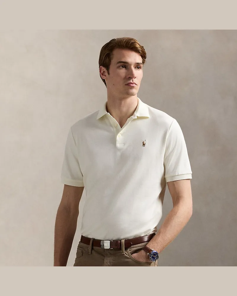 Ralph Lauren Custom-Slim-Fit Baumwoll-Poloshirt Cream