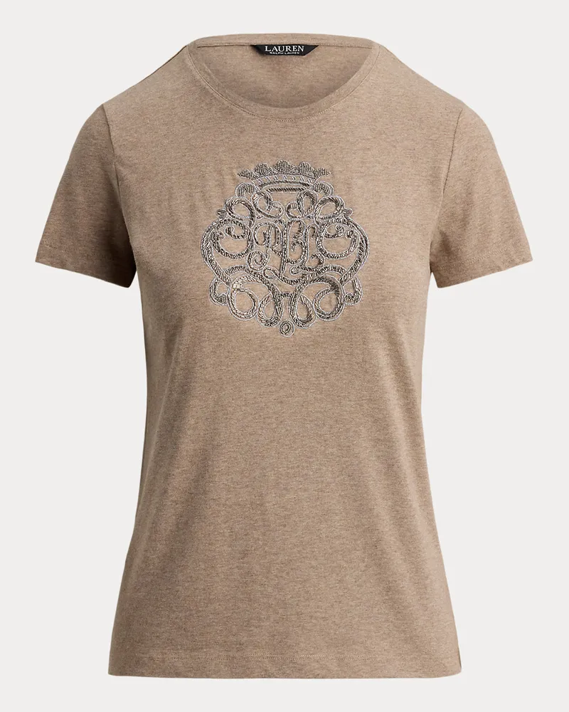 Ralph Lauren Baumwolljersey-T-Shirt mit Perlenwappen Tan