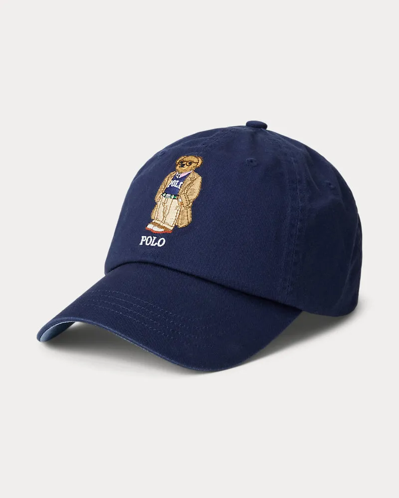 Ralph Lauren Twill-Baseballkappe mit Polo Bear Blue