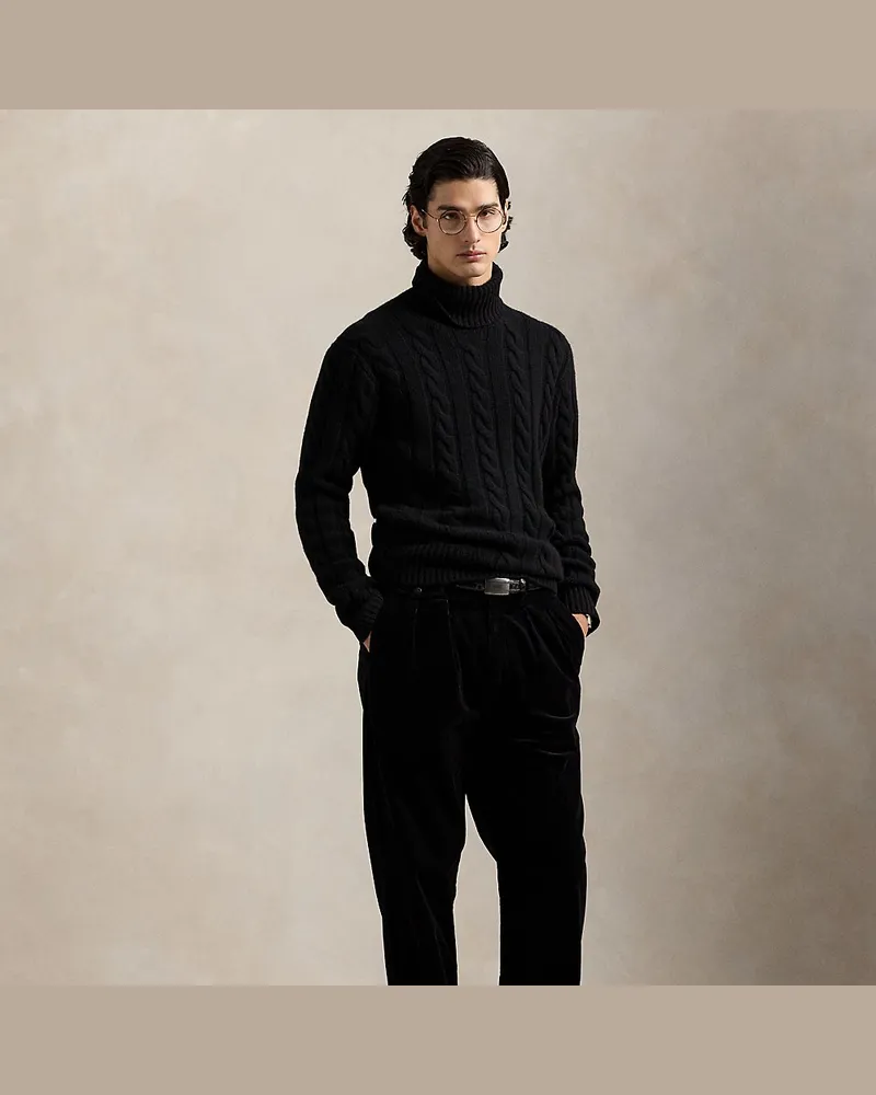 Ralph Lauren Woll-Kaschmir-Pullover mit Zopfmuster Black