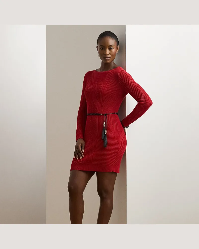Ralph Lauren Pulloverkleid mit Lochmuster Red