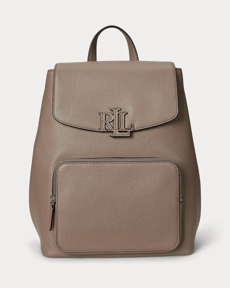 Ralph Lauren Mittelgroßer Narbenlederrucksack Cameryn Brown