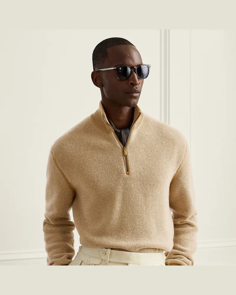 Ralph Lauren Kaschmirpullover mit Pfauenaugenmuster Tan