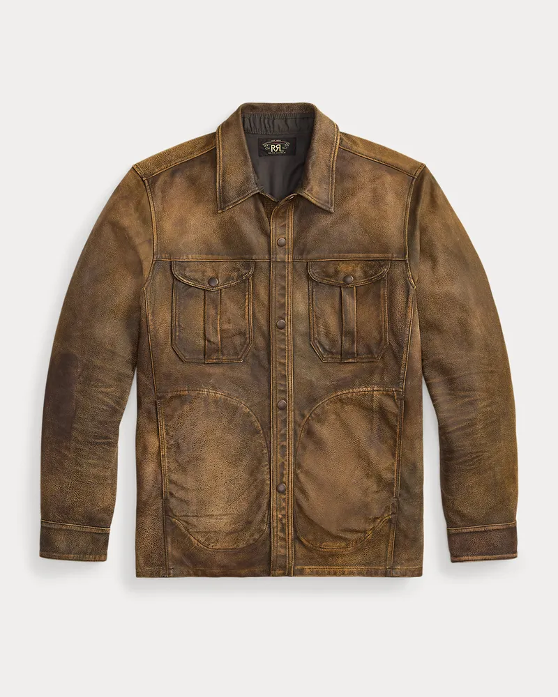 Ralph Lauren Hemdjacke aus Schafleder Brown