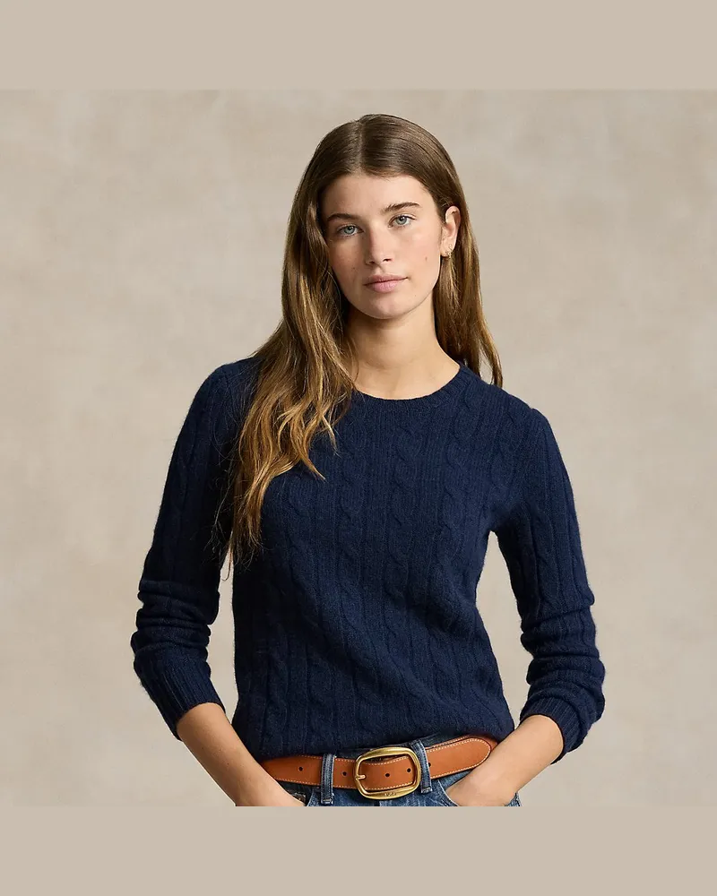 Ralph Lauren Kaschmirpullover mit Zopfmuster Blue