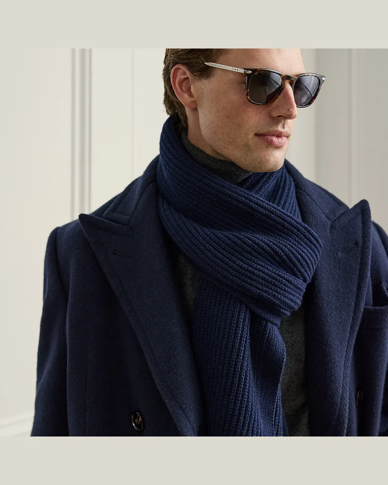 Ralph Lauren Strukturierter Schal aus Kaschmir Blue