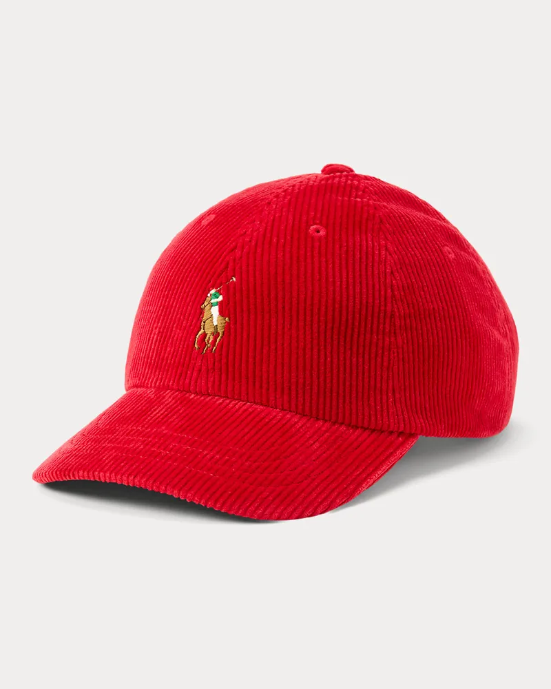 Ralph Lauren Baseballkappe aus Kordsamt Red