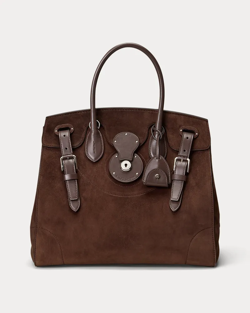 Ralph Lauren Tasche Soft Ricky 33 aus Kalbswildleder Brown