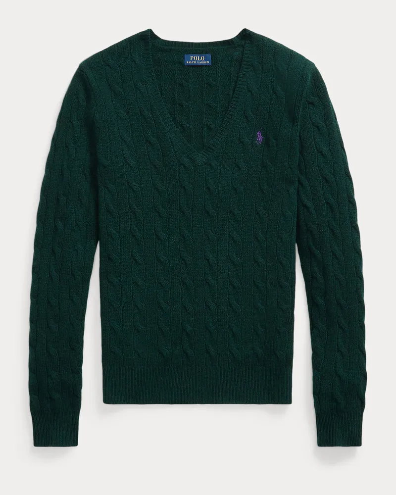 Ralph Lauren Woll-Kaschmir-Pullover mit Zopfmuster Green