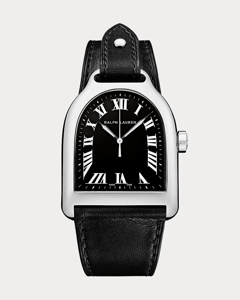 Ralph Lauren Große Armbanduhr Stirrup aus Stahl Black