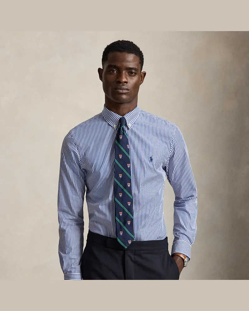 Ralph Lauren Gestreiftes Slim-Fit Hemd aus Popeline Red