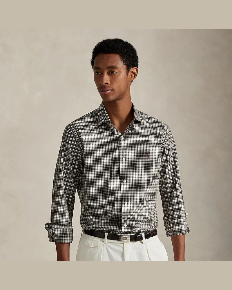 Ralph Lauren Custom-Fit Karohemd aus Popeline Brown