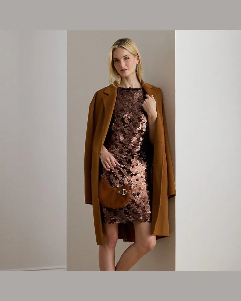 Ralph Lauren Etui-Cocktailkleid mit Pailletten Brown