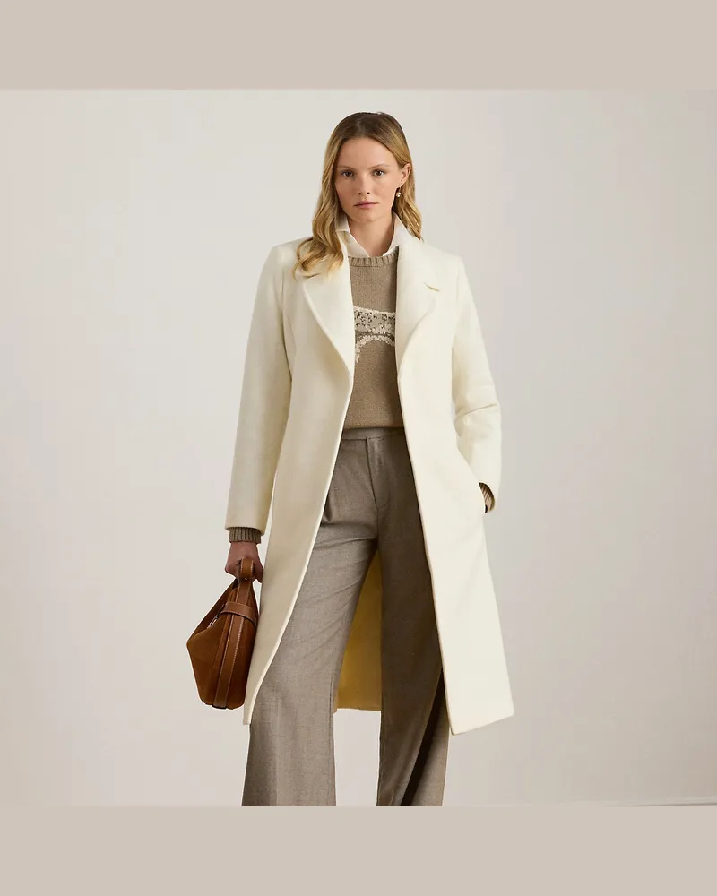 Ralph Lauren Kurzgrößen - Mantel mit Bindegürtel Cream