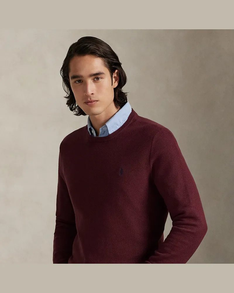 Ralph Lauren Rundhalspullover aus Baumwollpiqué Red