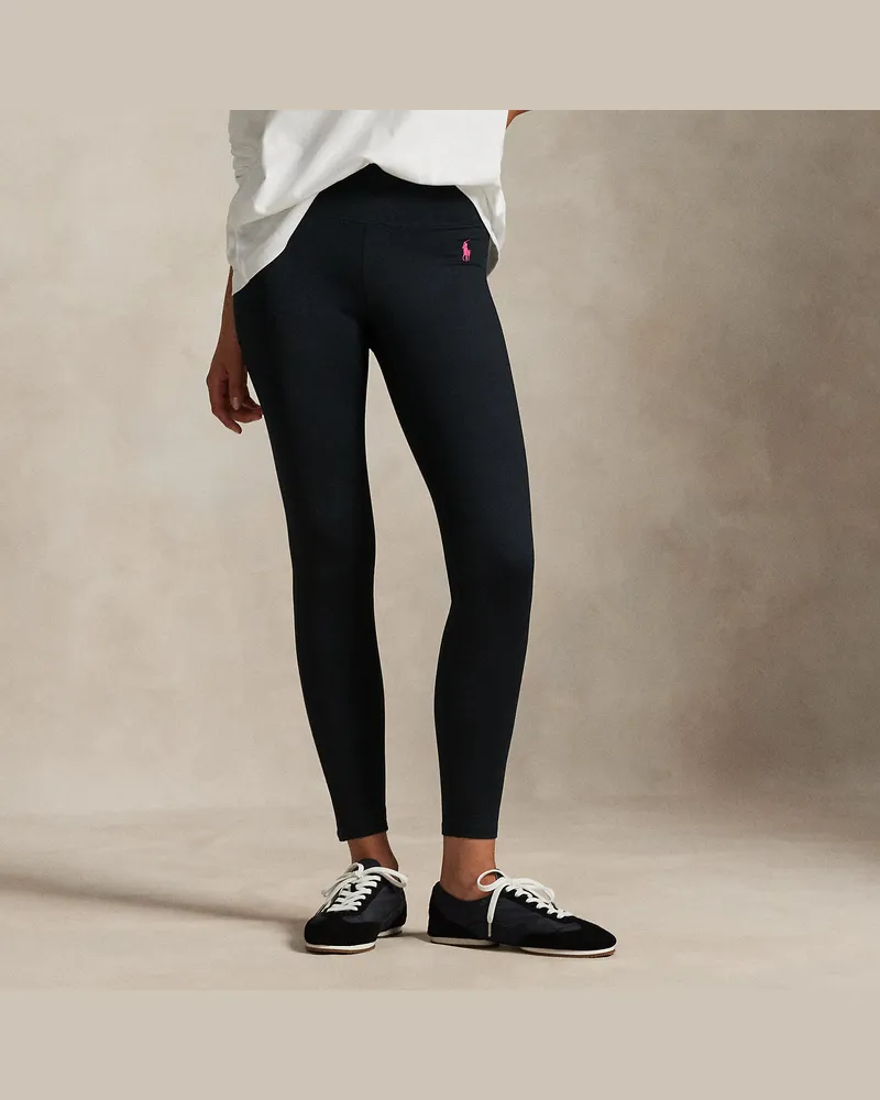 Ralph Lauren Leggings aus Stretchjersey mit Pink Pony Black