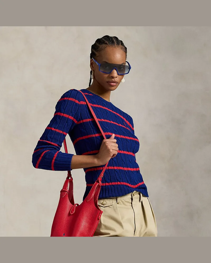 Ralph Lauren Gestreifter Zopfmuster-Baumwollpullover Multi