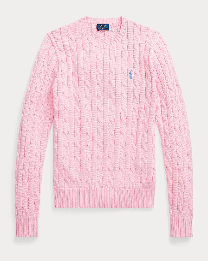 Ralph Lauren Baumwollpullover mit Zopfmuster Pink