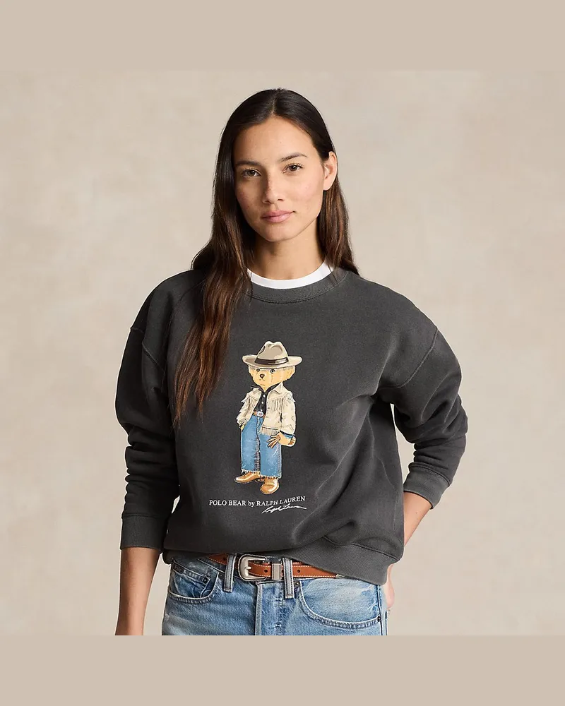 Ralph Lauren Fleece-Rundhalspullover mit Polo Bear Black
