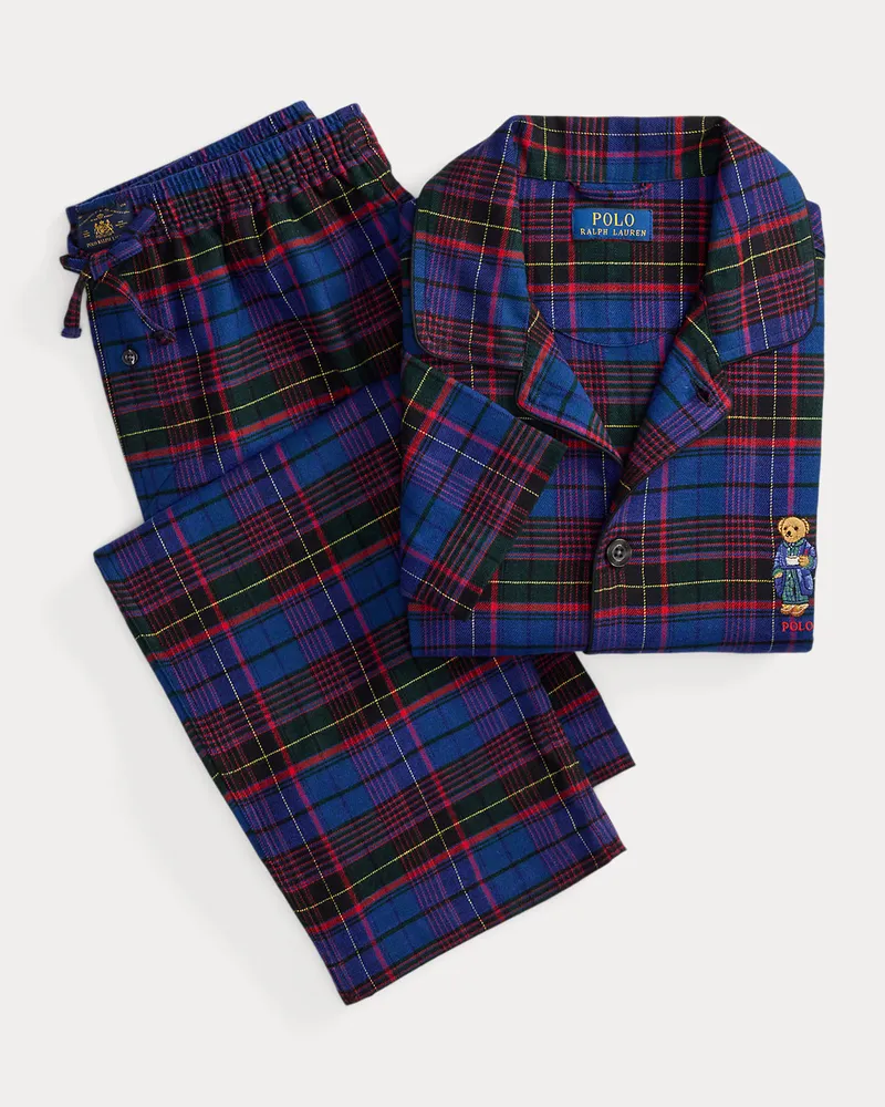 Ralph Lauren Karierter Flanell-Pyjama mit Polo Bear Multi