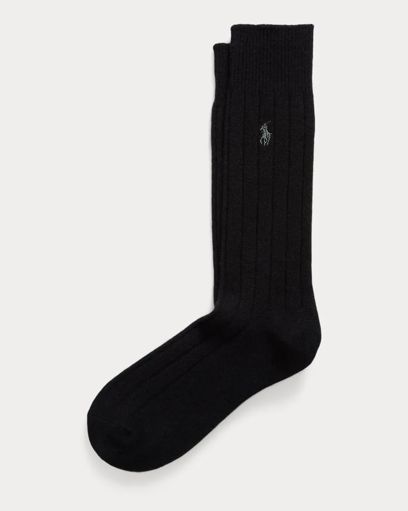 Ralph Lauren Gerippte Stiefelsocken aus Wollmischung Black