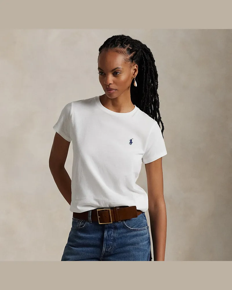 Ralph Lauren Rundhals-T-Shirt aus Baumwolljersey White